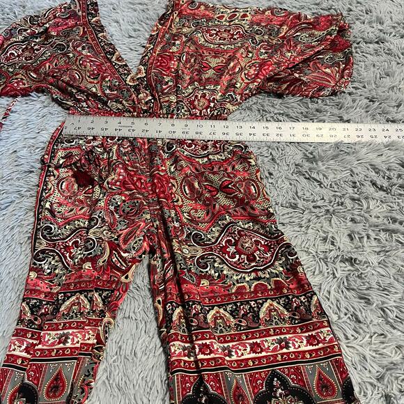 Karma Highway Silky Paisley Deep V Jumpsuit Jumper Boho One Size - Picture 5 of 9